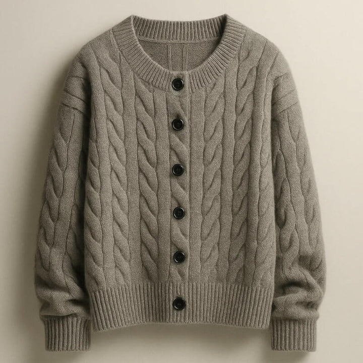 Classic Men's Cable Knit Cardigan with Button Placket