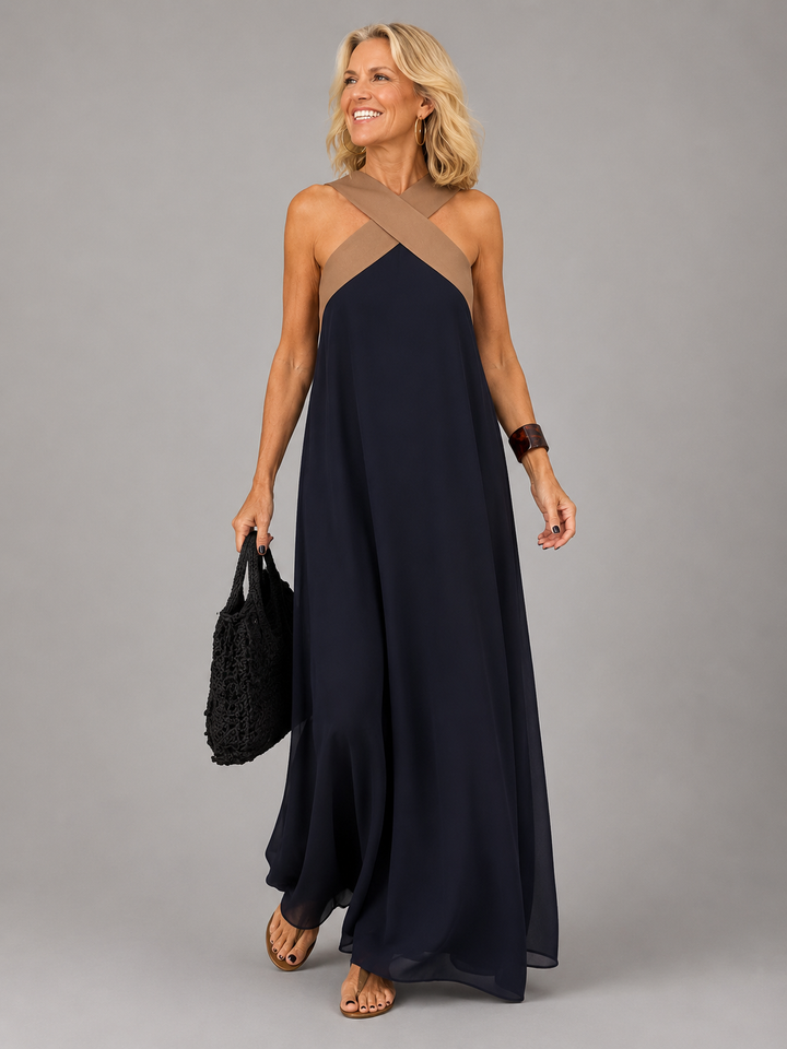 Elegant Cross-Neckline Women's Maxi Dress