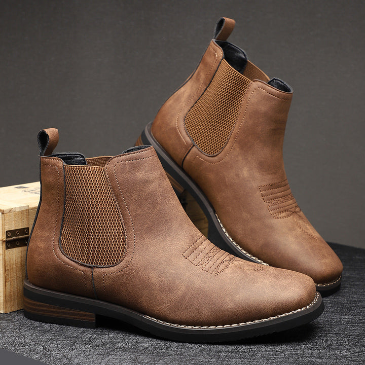 Rugged Men's Boots with Elastic Side Panels - Classic and Durable
