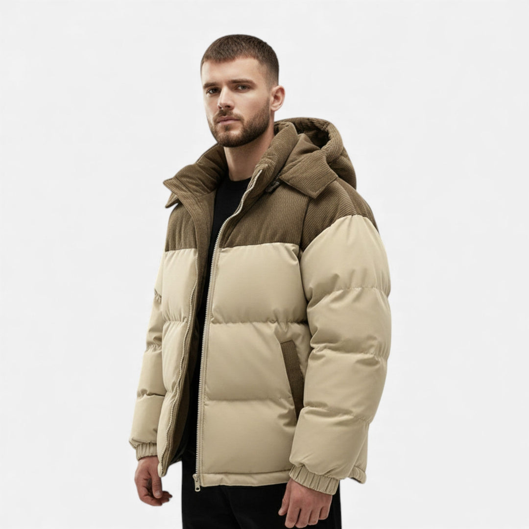 Lined Warm Men's Winter Jacket with Removable Hood