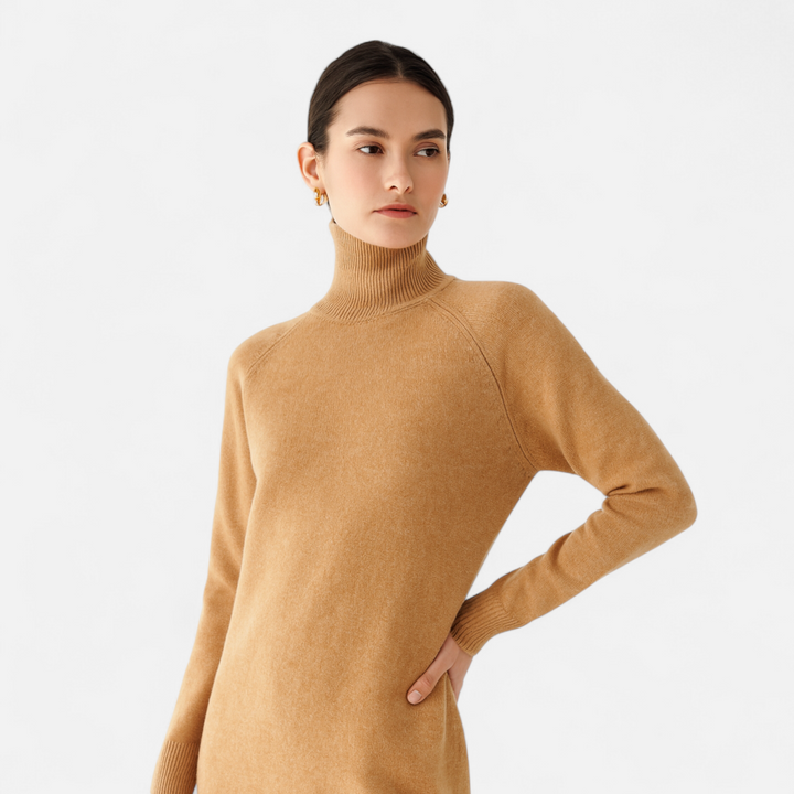 Elegant Women's Merino Cashmere Turtleneck Sweater