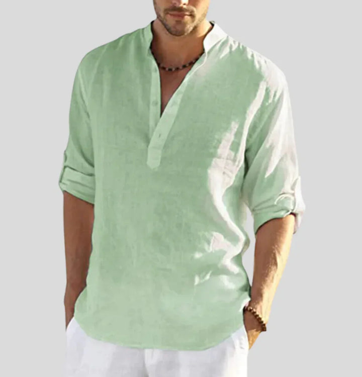 Elegant Men's Linen Shirt with Collar - Airy, Lightweight, and Versatile