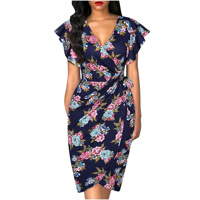 Black Wrap Women's Midi Dress for Homecoming