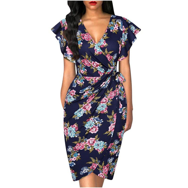 Black Wrap Women's Midi Dress for Homecoming